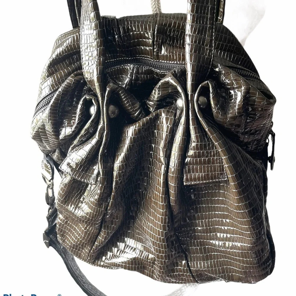 Arcadia | Dark Brown Embossed Snakeskin Bag - Picture 4 of 8